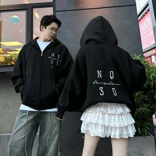 Áo Hoodie Zip NQ30 SQUARE Form Boxy Thêu Áo Khoác Nỉ Form Rộng Kiểu Dáng Unisex Trẻ Trung
