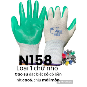 Bịch 12 đôi Găng Tay Bảo Hộ Lao Động Cao Cấp phủ cao su Latex (600g) #158, găng tay 158