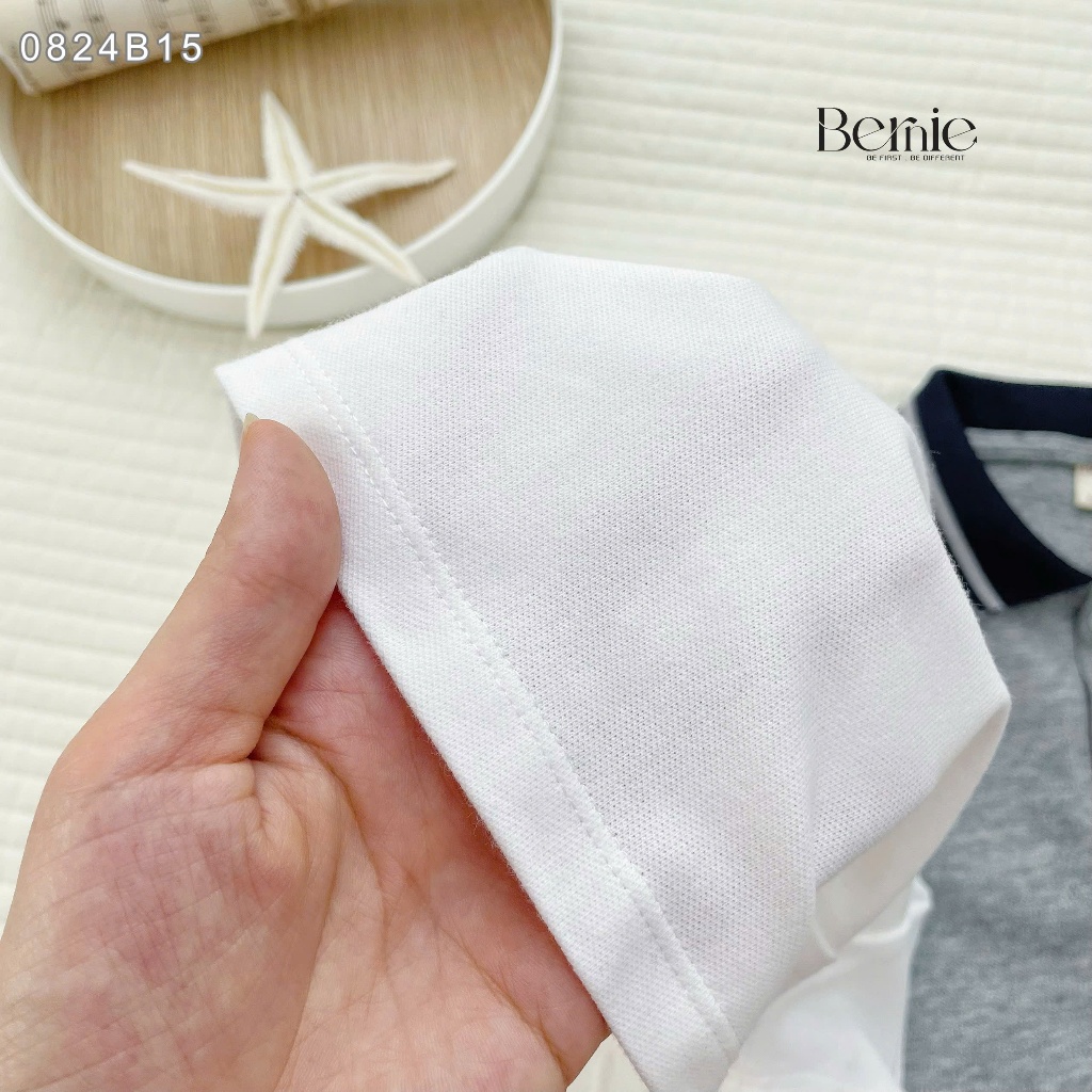 Bộ polo cộc tay bé trai in hình, set polo cộc tay bé trai cổ polo phối quần kaki mềm