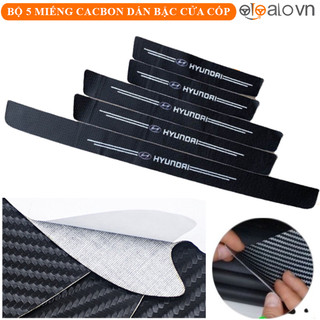 Nẹp cacbon dán bậc cửa cốp ô tô in logo xe Hyundai chống xước - OTOALO