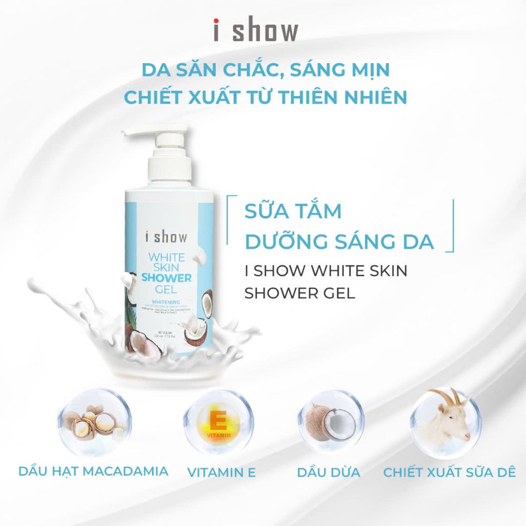 Ảnh Sữa Tắm Dưỡng Trắng I SHOW Cấp Ẩm Mịn Màng Làm Săn Chắc Làn Da -  iShow White Skin Shower Gel 500ml 3