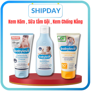 Kem Dưỡng Da, Kem Chống Nắng, Dầu Gội, Kem Chống Hăm, Phấn Rôm Babylove Dành Cho Siêu Nhạy Cảm-Hàng Đức Có Bill