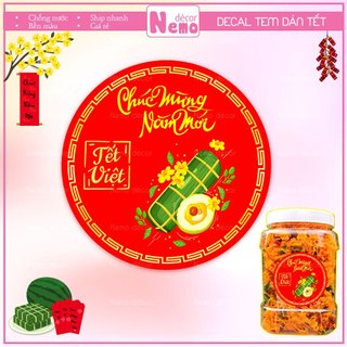 Tem Tết 2026, Decal Dán Chúc Mừng Năm Mới, Tết Việt Hình Tròn Decor Trang Trí Hộp Quà, Bánh, Kẹo, Mứt Ngày Tết.