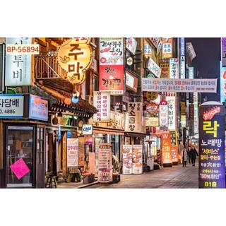 Tranh dán tường đường phố Hàn Quốc HONGKONG, NHẬT BẢN 3D, tranh vải lụa tặng keo và dụng cụ dán