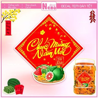 Tem Tết 2026, Decal Dán Chúc Mừng Năm Mới Hình Thoi, Nhãn Dán Decor Trang Trí Hộp Quà, Bánh, Kẹo, Mứt Ngày Tết.