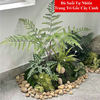 Sỏi suối tự nhiên trang trí cây cảnh sân vườn thuỷ sinh bể cả đủ các loại kích cỡ tròn méo lộn xộn size 2-12cm