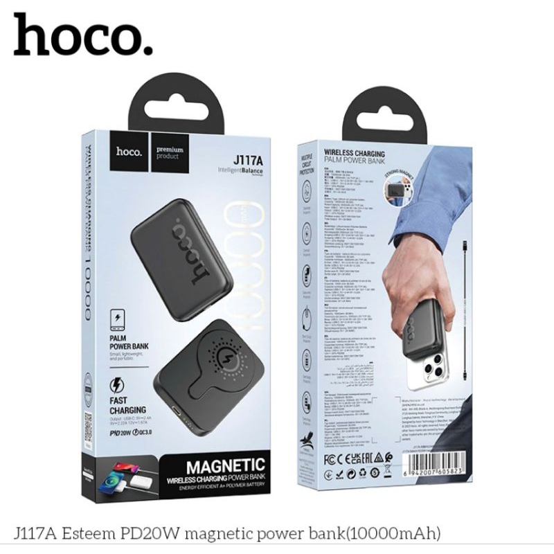 Sạc dự phòng không dây hoco J117A 10000mAh Sạc không dây 15W, QC 3.0 22.5W và TypeC PD 20W.