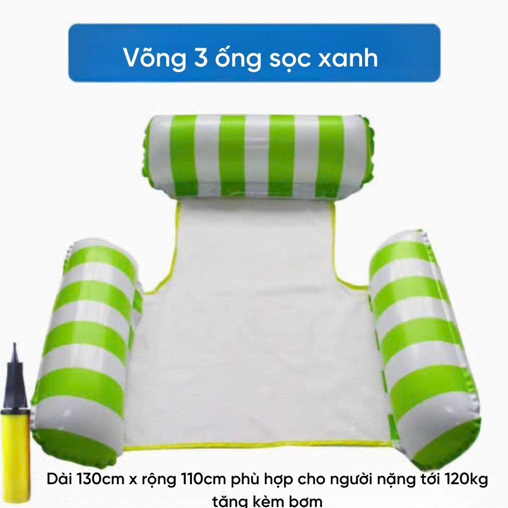 [TẶNG BƠM MINI]Phao bơi 3 ống gấp gọn,ghế phao thư giãn nổi trên nước