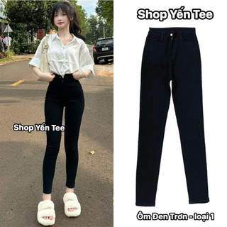 Quần jeans ôm đen 1 cúc  Yến Tee , cạp siêu cao tôn dáng #8800