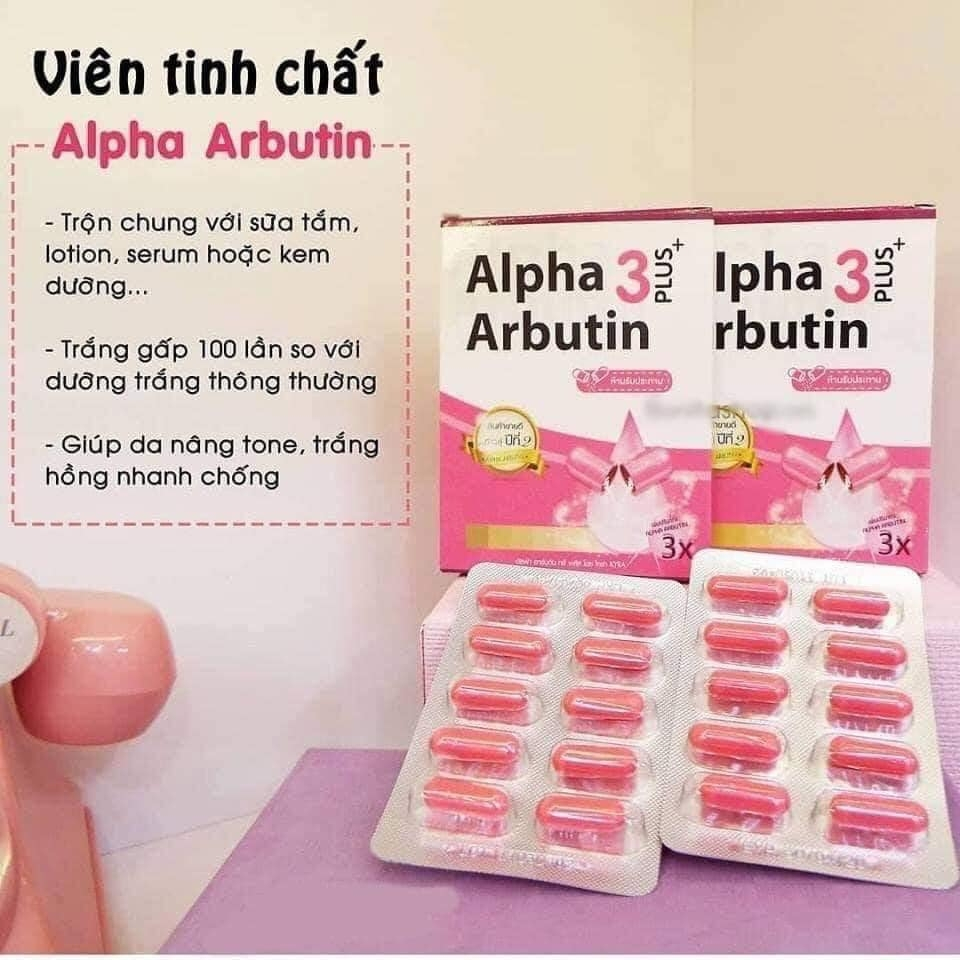 Vỉ 10 Viên Bột Kích Trắng Alpha Arbutin 3 Chính Hãng Thái Lan, Da Trắng Mịn Hàng