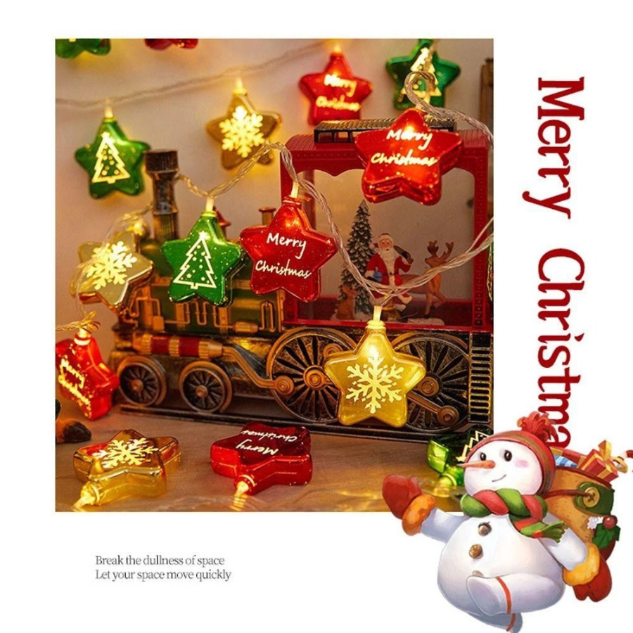 Dây đèn LED trang trí Noel kiểu trái châu Ngôi sao - Cắm điện Trang trí Noel siêu lung linh