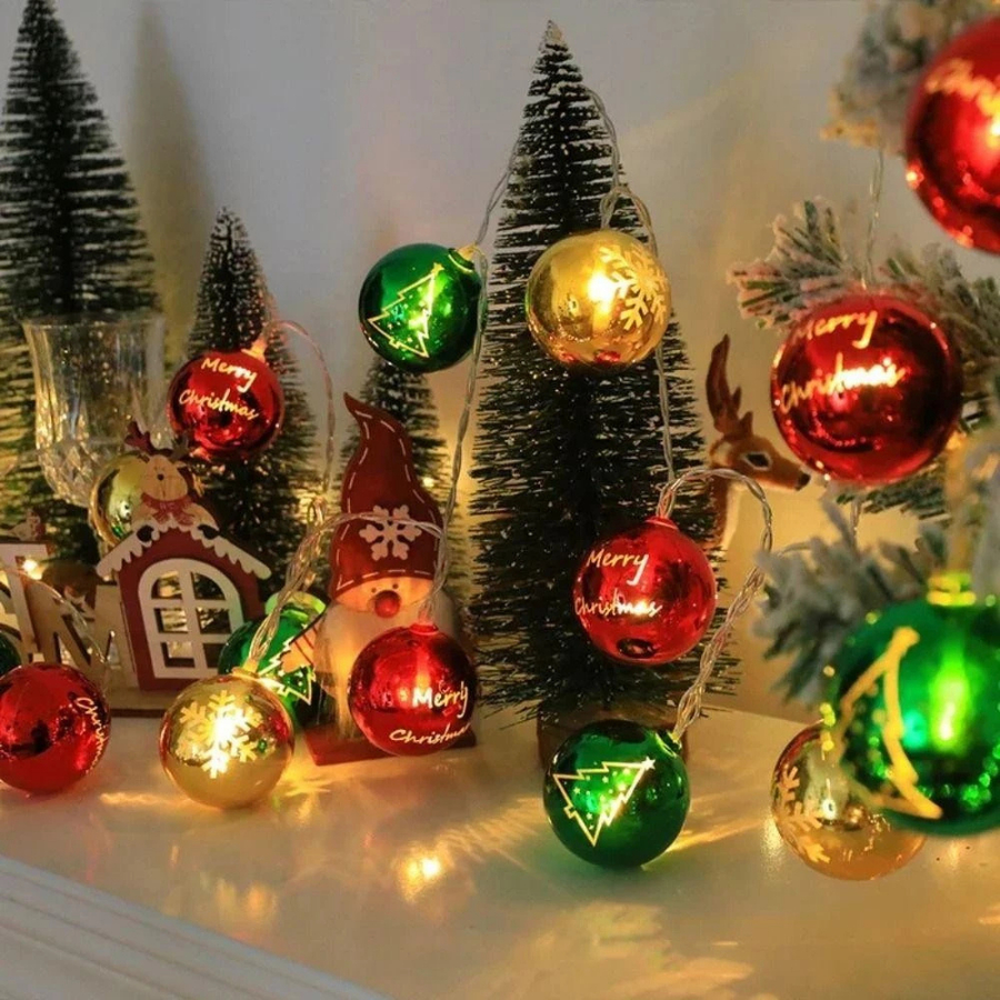 Dây đèn LED trang trí Noel kiểu trái châu Ngôi sao - Cắm điện Trang trí Noel siêu lung linh