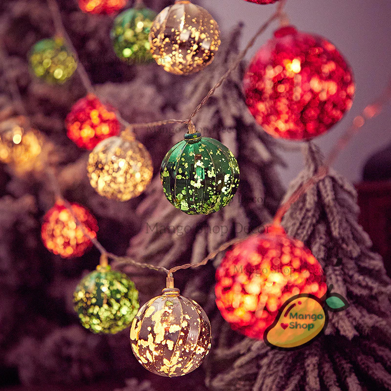 Dây đèn LED trang trí Noel kiểu trái châu Ngôi sao - Cắm điện Trang trí Noel siêu lung linh