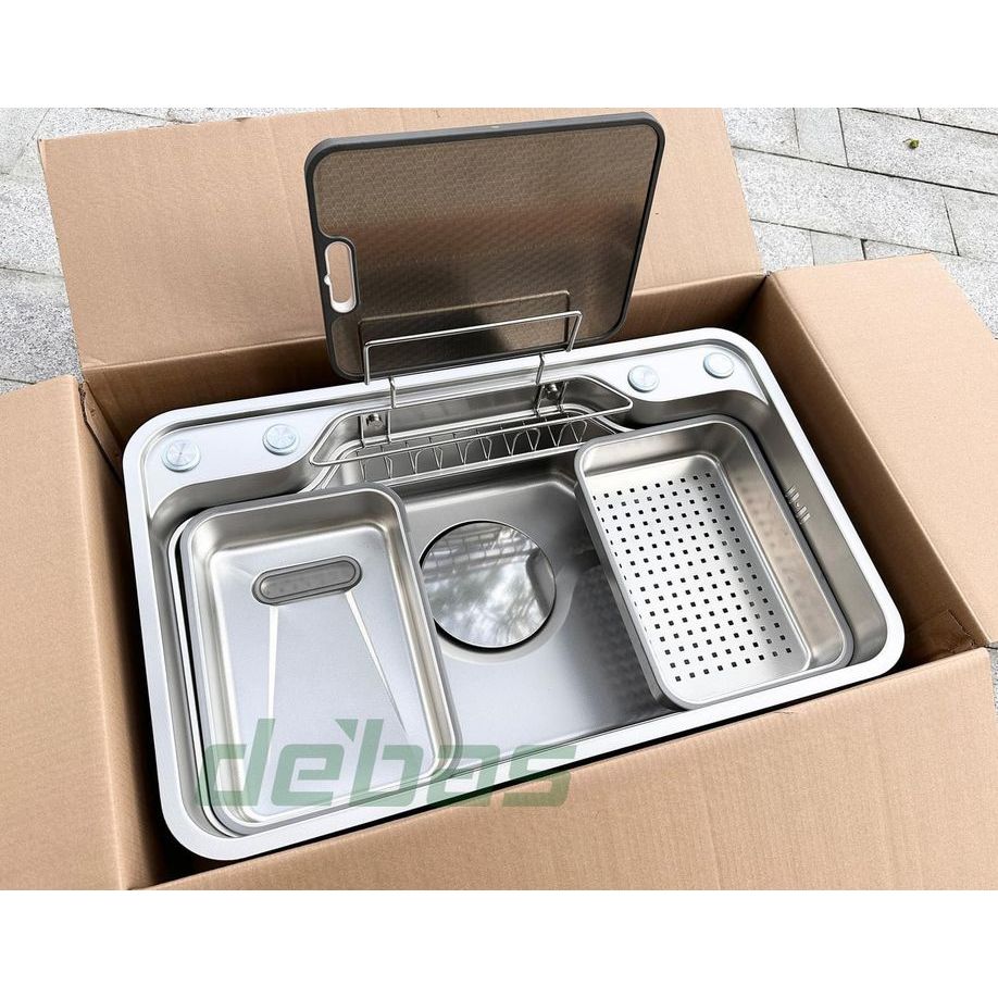 Chậu rửa bát 1 hố inox 304 kiểu dáng nhật bản chậu 1 hố to inox 304 dập hiện đại cao cấp Debas 8248E