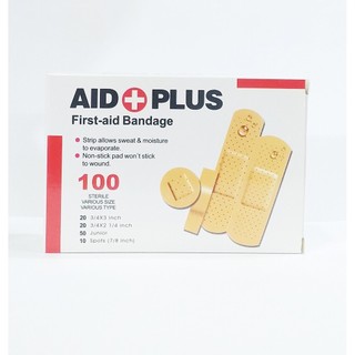 Hộp 100 Chiếc Miếng Băng Cá Nhân Urgo Aid Plus có 4 size khác nhau.