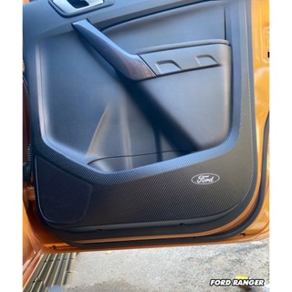 Bộ Dán Chống Xước Tapli Cửa Xe Ford Ranger( RAPTO) - Viền Vân Da Carbon Cao Cấp