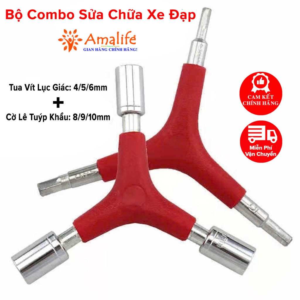 Ảnh Combo Tua Vít Lục Giác 4/5/6mm + Cờ Lê Tuýp Khẩu 8/9/10mm Chữ Y Sửa Chữa Xe Đạp Vặn Ốc Bu Lông Đa Năng Amalife 1