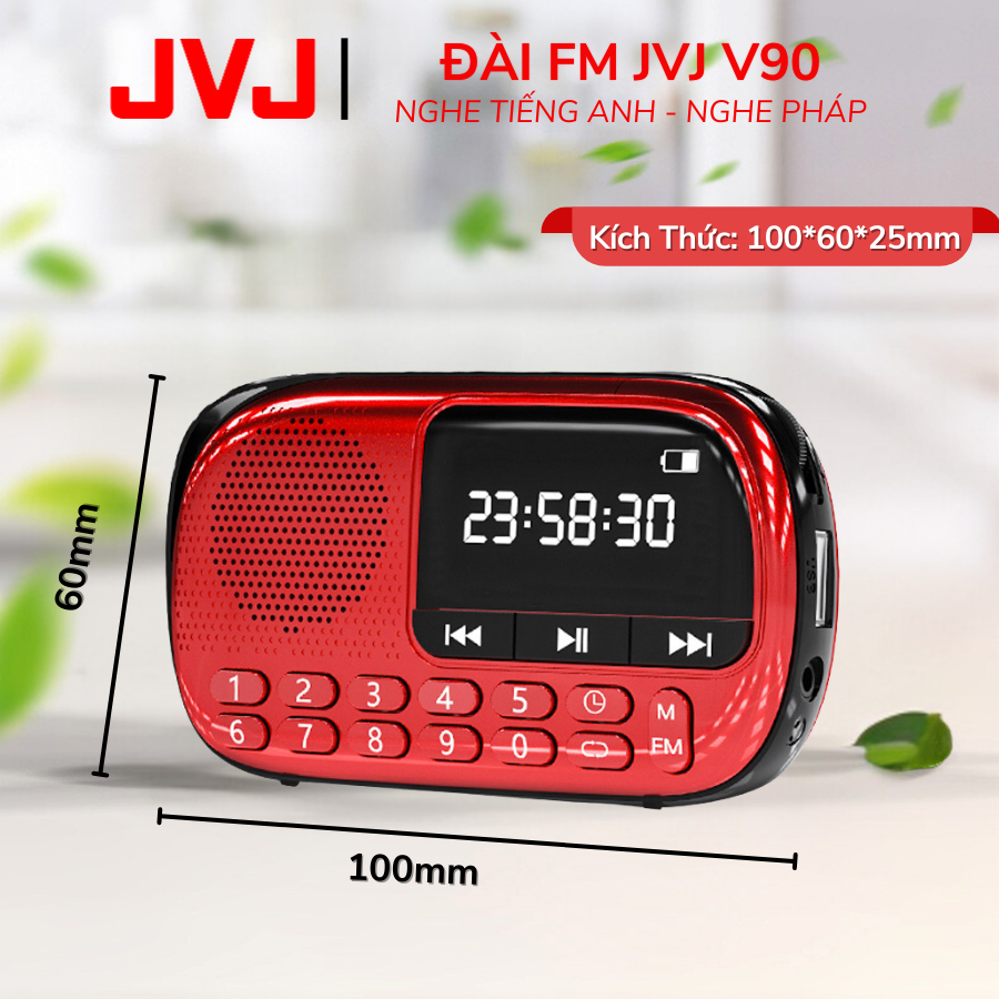 Ảnh Loa Đài JVJ V90 Đài FM, Hỗ Trợ Thẻ Nhớ, Bluetooth, USB, Học Tiếng Anh, Nghe Pháp - Bảo Hành 12 Tháng 3