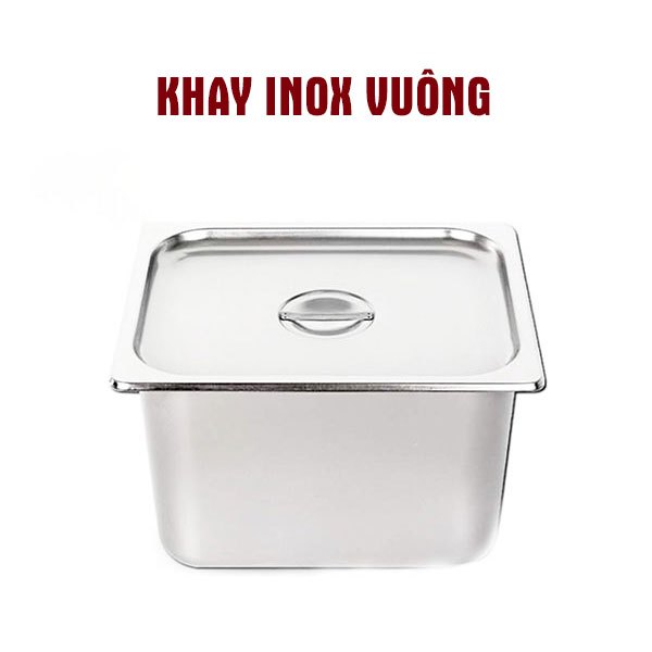 Thố inox có nắp đậy đựng gia vị và bảo quản thức ăn dày dặn hình vuông ...