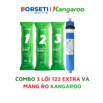 Combo màng RO DOW 50GPD Kangaroo Kèm 3 Lõi Lọc Thô số 123 Kangaroo