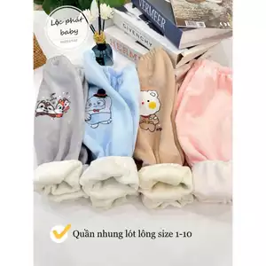 Combo 3-5 quần nhung lót lông siêu mềm mịn hình đáng yêu cho bé từ 3-13kg