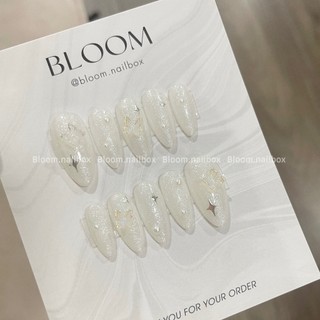 [B61] Nailbox thiết kế nhũ trắng tuyết blink blink by Bloom.nailbox nail trắng xinh kỷ yếu