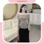 Set Chân váy đuôi cá, áo trễ vai chất thun nhũ mềm co giãn đính hoa, áo phông thun cotton borip form rộng dày dặn -GEMMY