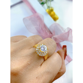 Nhẫn đính đá mạ vàng 24k, hột cao đính đá cao cấp bền màu, hàng titan cao cấp trangsucnhatam