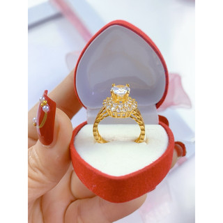 Nhẫn đính đá mạ vàng 24k, hột cao đính đá cao cấp bền màu, hàng titan cao cấp trangsucnhatam