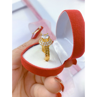 Nhẫn đính đá mạ vàng 24k, hột cao đính đá cao cấp bền màu, hàng titan cao cấp trangsucnhatam