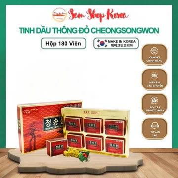 Tinh Dầu Thông Đỏ Hàn Quốc Cheongsongwon Hàn Quốc , Chống Tai Biến, Tiểu Đường, Hộp Đỏ 180 viên