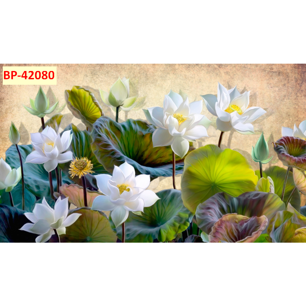Tranh lụa 3D nghệ thuật hoa sen, decor phòng khách hiện đại sang trọng