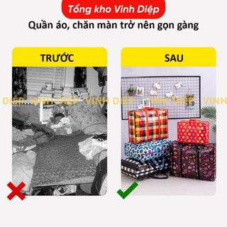 Túi bạt đựng quần áo chăn màn, size lớn nhỏ da năng chuyển nhà chống nước có quai xách chắc chắn