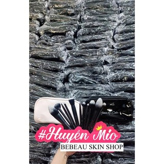 Bộ Cọ Trang Điểm CELIN Hồng Đen 12 Cây,  Mềm Mịn Bám Phấn Cao Cấp Kèm Túi - Bebeau