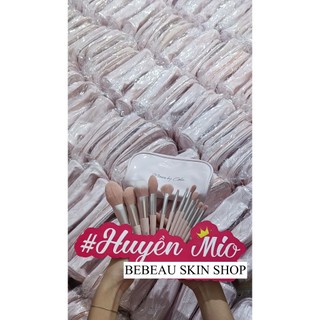 Bộ Cọ Trang Điểm CELIN Hồng Đen 12 Cây,  Mềm Mịn Bám Phấn Cao Cấp Kèm Túi - Bebeau