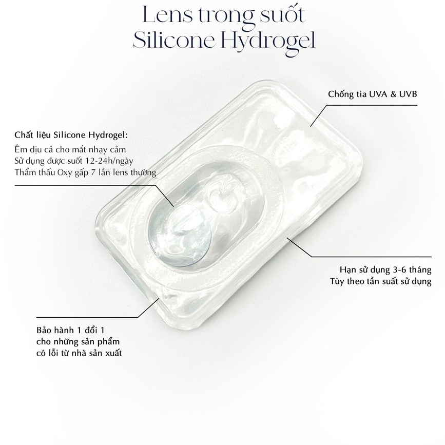 Lens Cận Trong Suốt Hàng Cao Cấp, Kính Áp Tròng An.gel Ey.es Độ Cận 1-15 Chất Liệu Silicone Hydrogel Thân Thiên Với Mắt