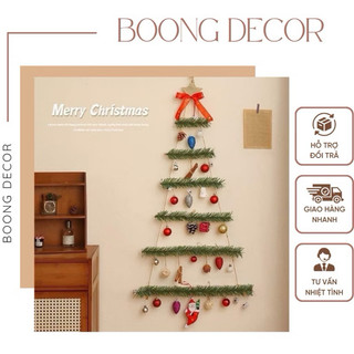 Cây thông noel decor giáng sinh bằng gỗ tự nhiên trang trí bao gồm phụ kiện