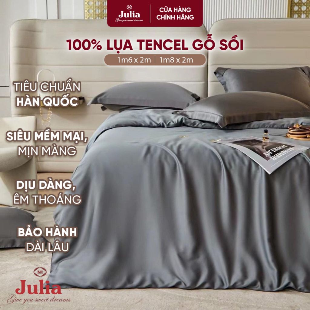 Bộ chăn ga gối ra giường lụa tencel siêu mềm mịn Hàn Quốc Julia 804