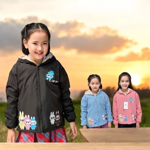 Áo Gió Trẻ em Bé Trai bé Gái 2 Lớp Lót Lông In Hình Hót Trend