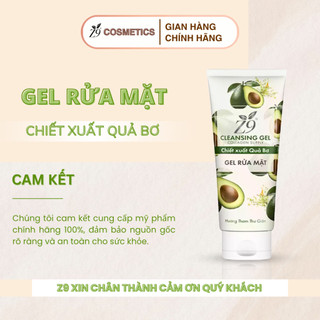 Gel rửa mặt bơ Z9 cấp ẩm da trắng sáng giảm ngừa mụn, loại bỏ lớp dầu trên da 80ml