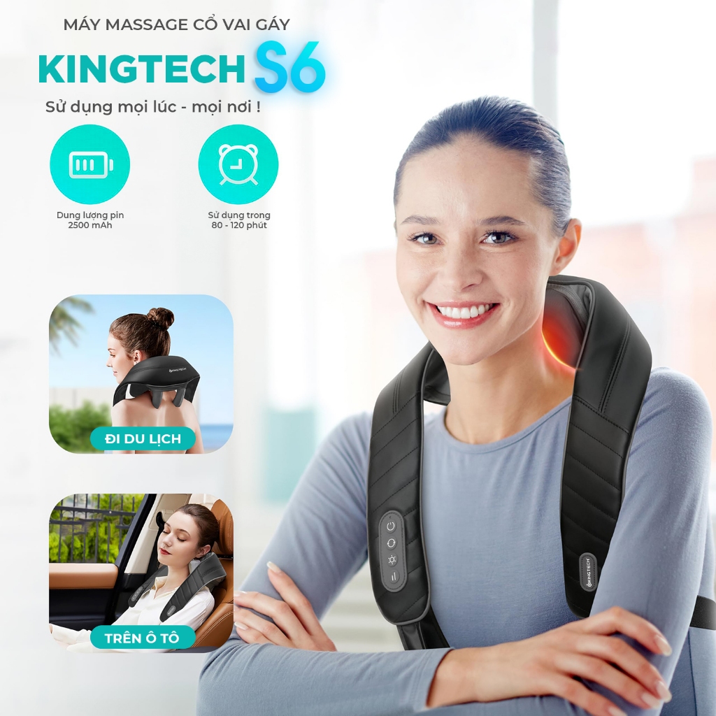 Ảnh Máy Massage Cổ Vai Gáy KINGTECH S6, Masage Shiatsu 3d, Nhiệt Hồng Ngoại, Tích Điện, Matxa Nhiều Vị Trí - Chính Hãng 2