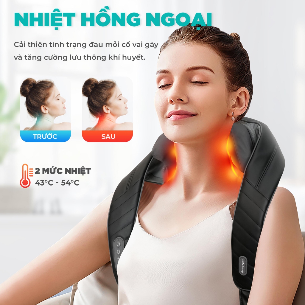 Ảnh Máy Massage Cổ Vai Gáy KINGTECH S6, Masage Shiatsu 3d, Nhiệt Hồng Ngoại, Tích Điện, Matxa Nhiều Vị Trí - Chính Hãng 3