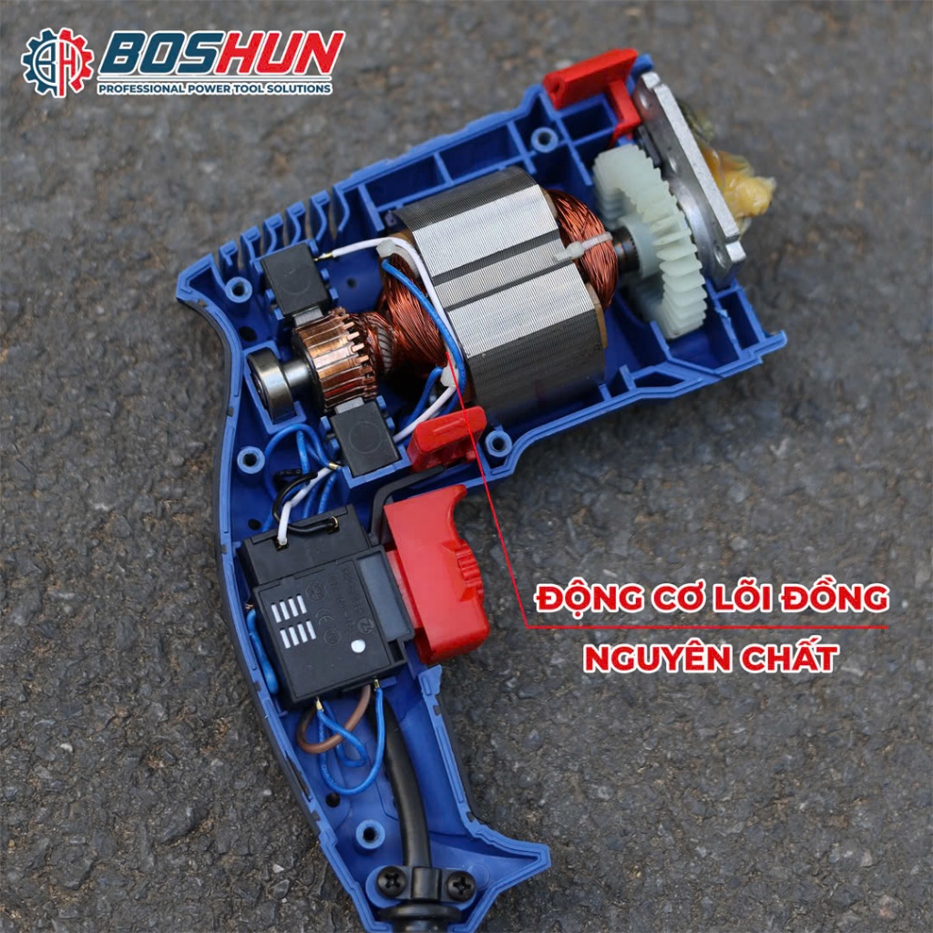 Máy Khoan Điện Có Búa BOSHUN BS-ED750W, Công Suất 750W, Đầu Kẹp 13mm - Có Chỉnh Tốc - Motor Dây Đồng