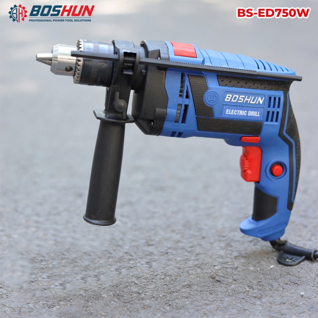 Máy Khoan Điện Có Búa BOSHUN BS-ED750W, Công Suất 750W, Đầu Kẹp 13mm - Có Chỉnh Tốc - Motor Dây Đồng
