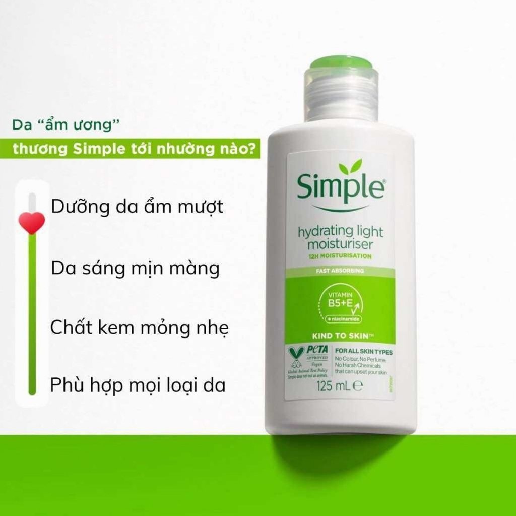 Ảnh Kem Dưỡng Ẩm Simple Phục Hồi, Dưỡng Ẩm Cho Da Nhạy Cảm - Simple Hydrating Light Moisturiser 125ml 2
