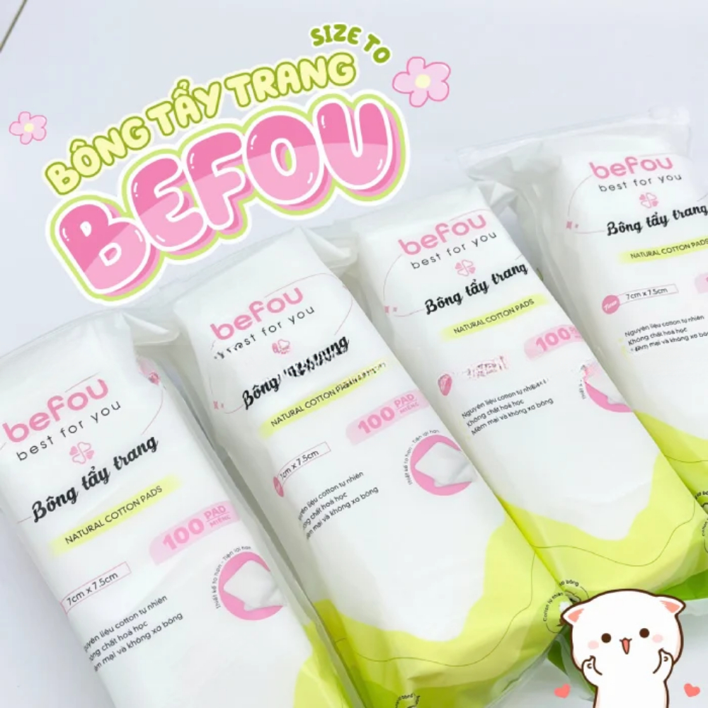 Ảnh Bông tẩy trang Befou 100/234 miếng chất bông mềm mại tiện lợi 4