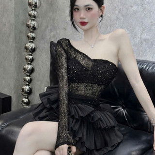 Sét áo ĐÁ LẤP LÁNH LỆCH VAI (TẶNG ÁO DÂY) CHÂN VÁY Bồng Xòe
