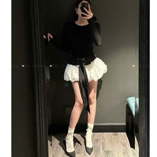 Sét Áo Nhúng Hoa Tay Mix Chân Bồng Wither Nhúng Hoa Tay Mix Chân Bồng WHITE Nơ Tiểu Thư
