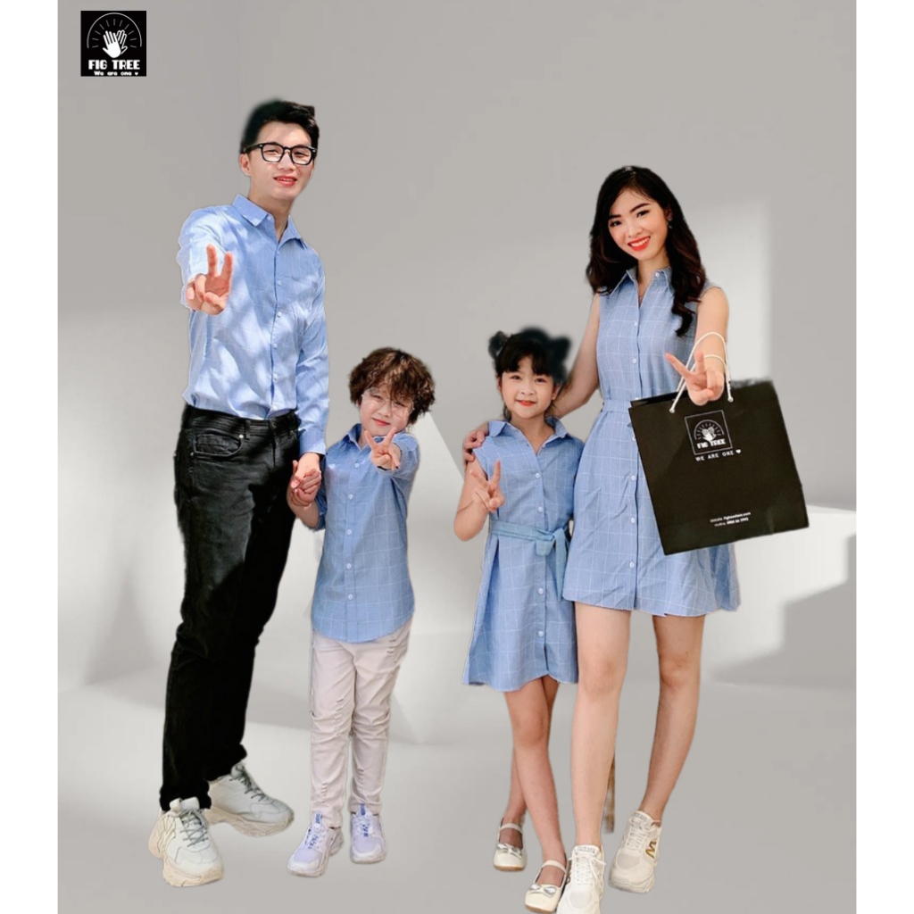 Đồng Phục Gia Đình Fig Tree Sọc Caro Xanh Siêu Xinh ( MS :126B)
