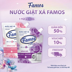 Nước Giặt Xả Famos Công Nghệ Nano Bạc Lưu Hương Lâu / Khử Mùi Tốt (Túi 2.1kg, 3.2kg)